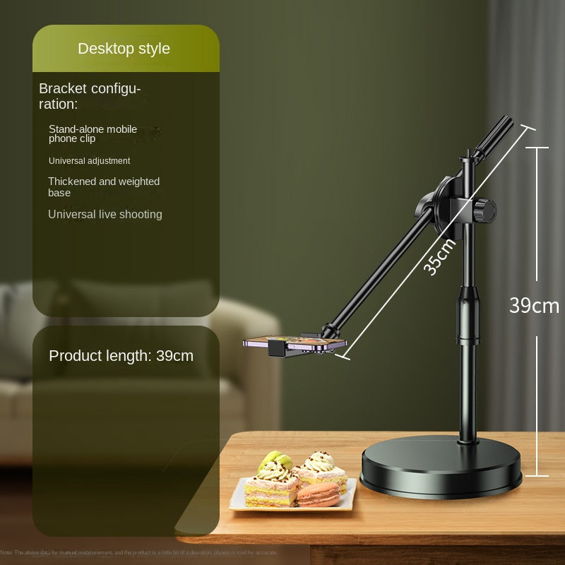 Mobile Phone Overhead Shooting Stand for Food Photography, Drawing, and Live Streaming - Adjustable Dual-Camera Position Desktop Phone Holder with Fill Light eprolo