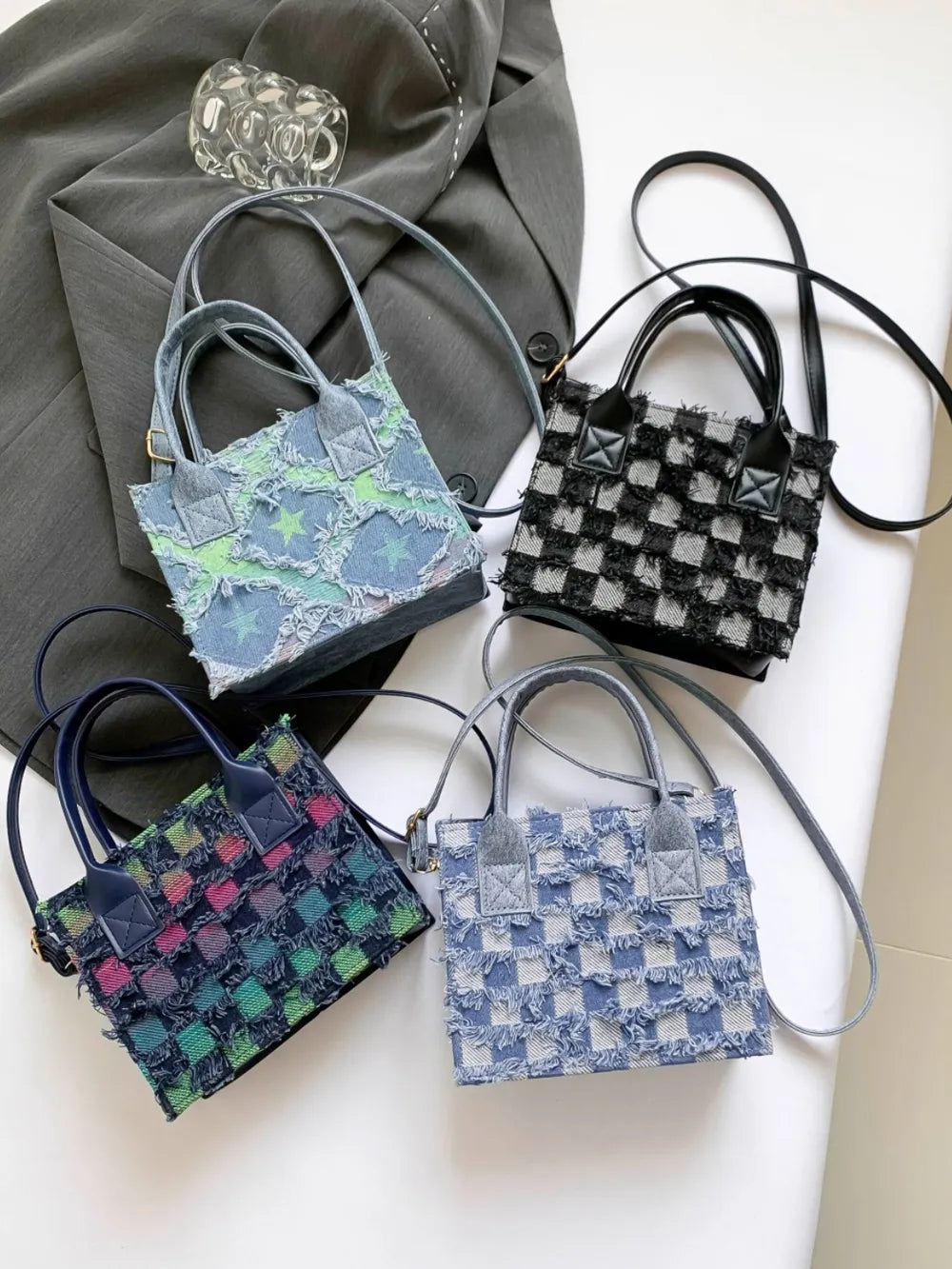 Raw Edge Plaid Shoulder Bag eprolo