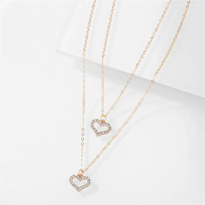 Gold Diamond Love Double-Layer Necklace for Women