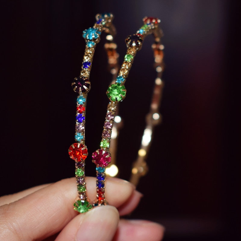 Colorful Diamond Bohemian Earrings Temperament Fashion Circle Earrings eprolo