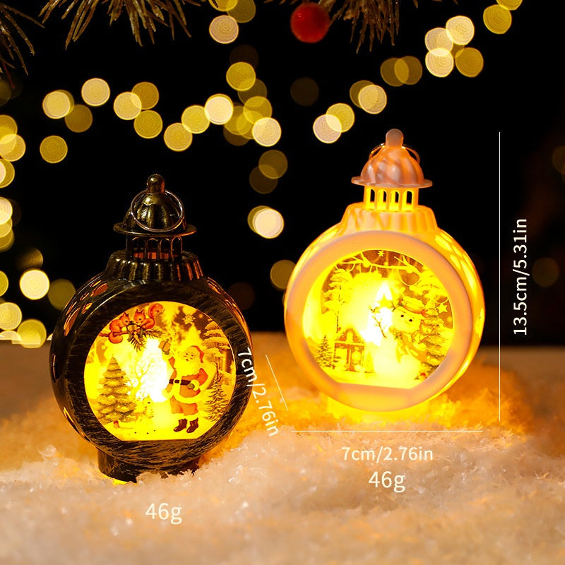 Christmas Decorative Candle Lanterns, Santa Claus Snowman Retro Window Light Display OrnamentChristmas Gift eprolo