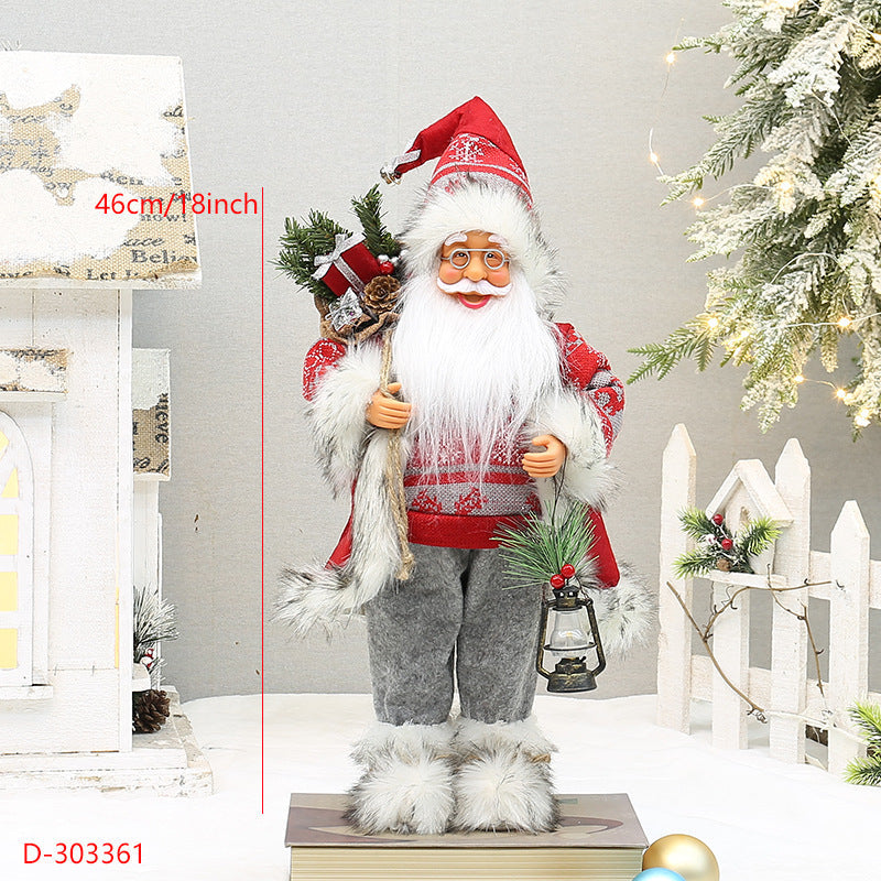 Christmas crafts 18 inch, wearing snow boots, backpack, standing, Santa Claus, dwarf eprolo
