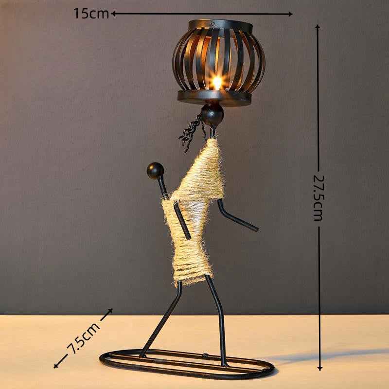 Wrought Iron Candle Holder Decorative Piece - European Style Restaurant Dining Table Ambiance Light Candlestick Home Metal Artware eprolo