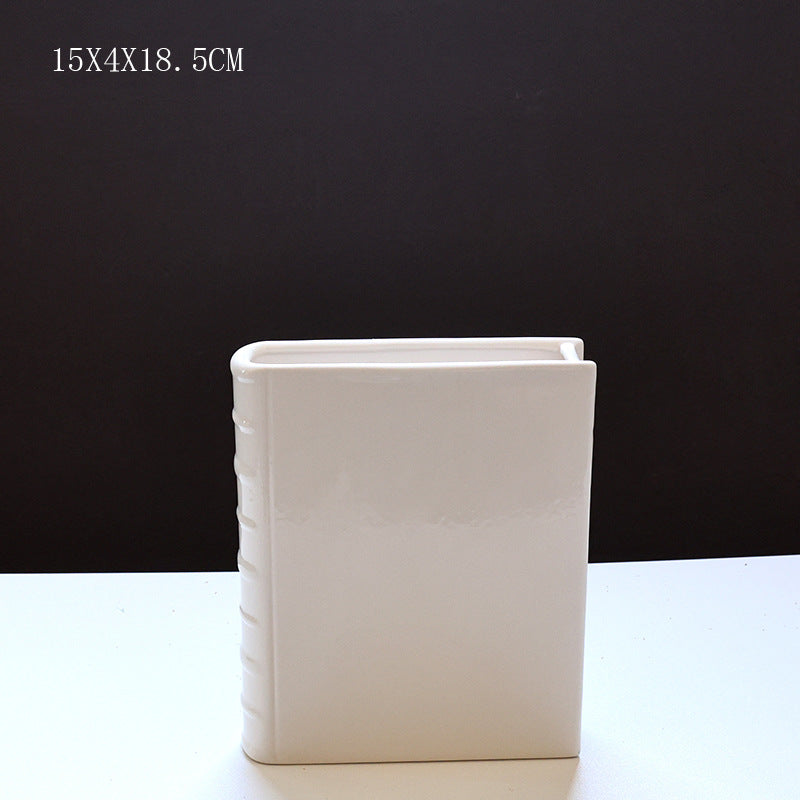Book Vase - Ceramic, Cute & for Home Decor, with Flower & Shelf Options eprolo