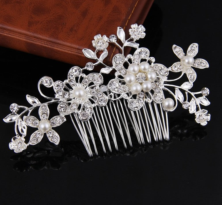 Hair comb, bridal rhinestone and pearl headdress, wedding dress accessories eprolo