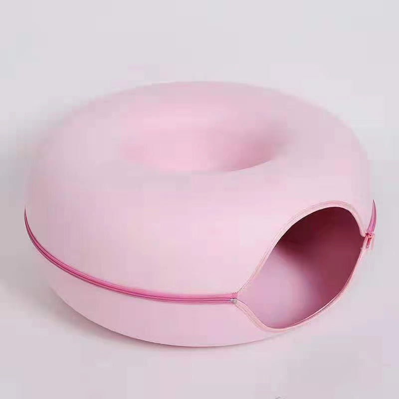 Felt Donut Cat Bed with Zipper Cat Tunnel and Cat Toy Double-Layer Pet Bed for Cats eprolo