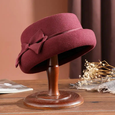 Warm Woolen Felt Cloth Top Hat for Women
