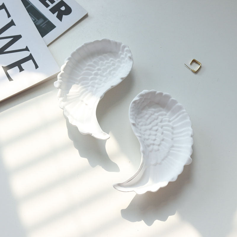 Gypsum feather decoration storage tray decoration necklace accessories cosmetics perfume photography posing props eprolo