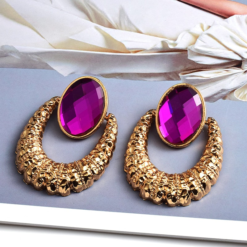 Earrings New Oval Alloy Crystal Diamond Jewelry Round eprolo