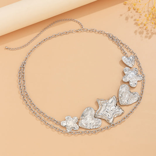 Punk exaggerated big heart metal style body chain sexy starfish waist chain eprolo