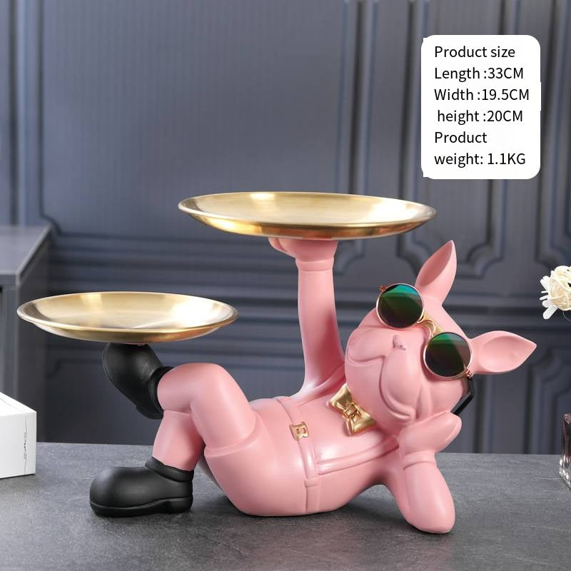 Creative Wealth Dog Ornament Entrance Key Storage Tray Desktop Candy Plate Home Decoration eprolo