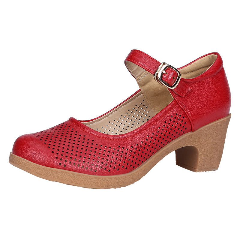 Coarse heeled women's shoes work shoes commuting hollow sandals eprolo