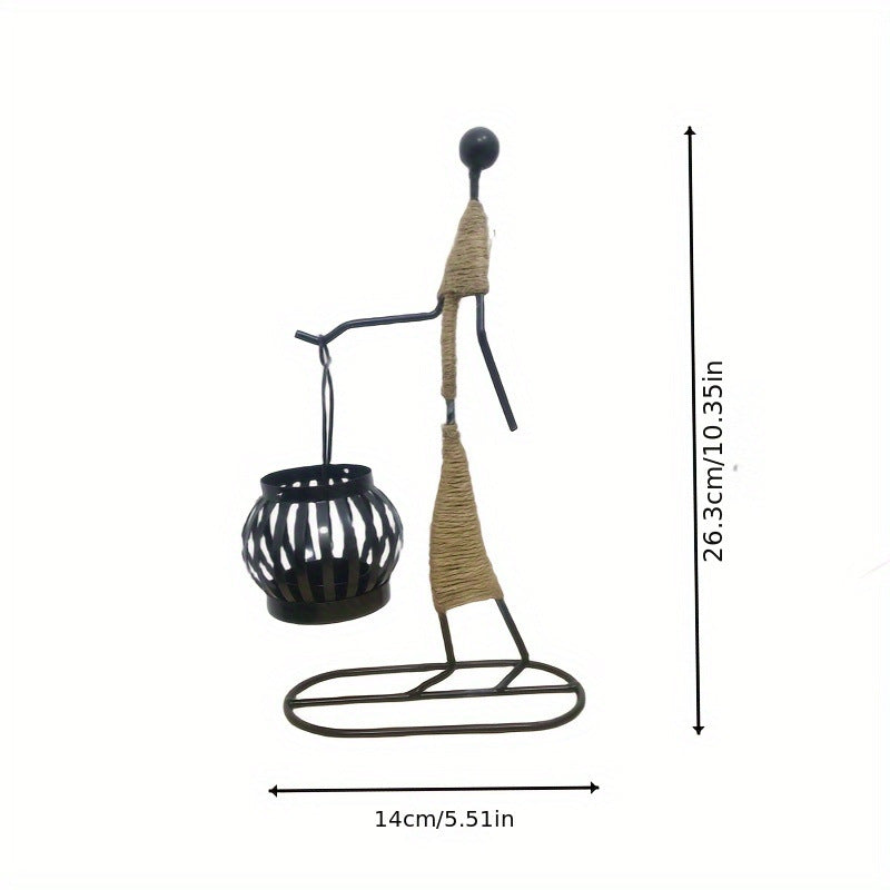 Wrought Iron Candle Holder Decorative Piece - European Style Restaurant Dining Table Ambiance Light Candlestick Home Metal Artware eprolo