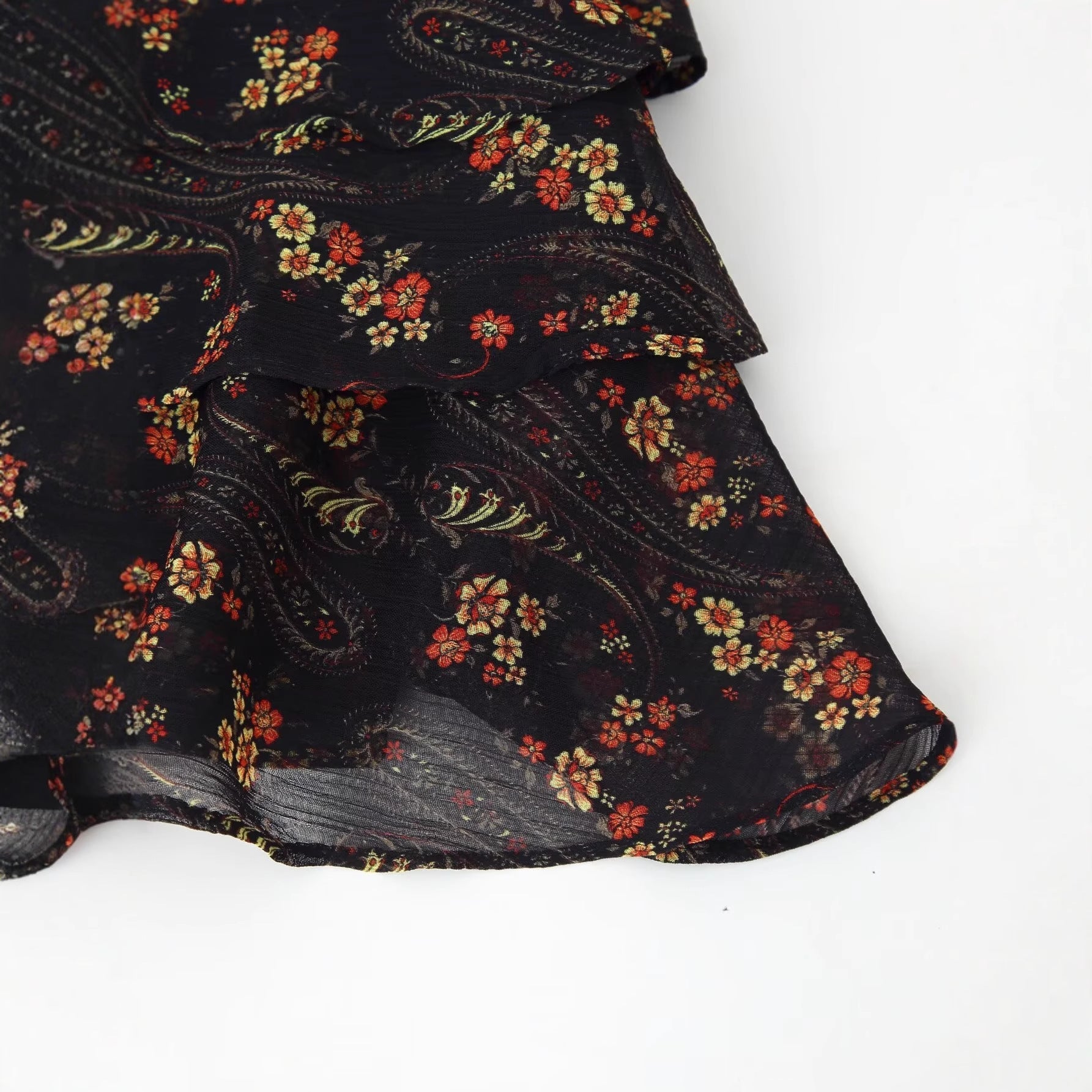 Half high neck flared sleeve printed short skirt dress for women eprolo