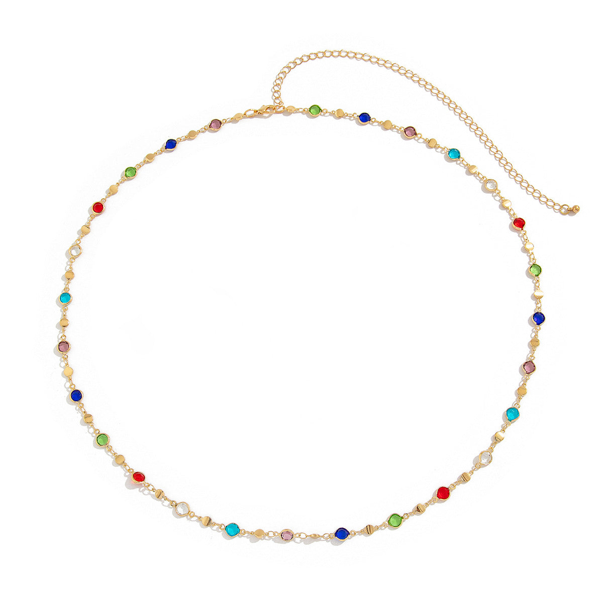 Bohemian style inlaid colorful crystal body chain ins style alloy versatile waist chain eprolo