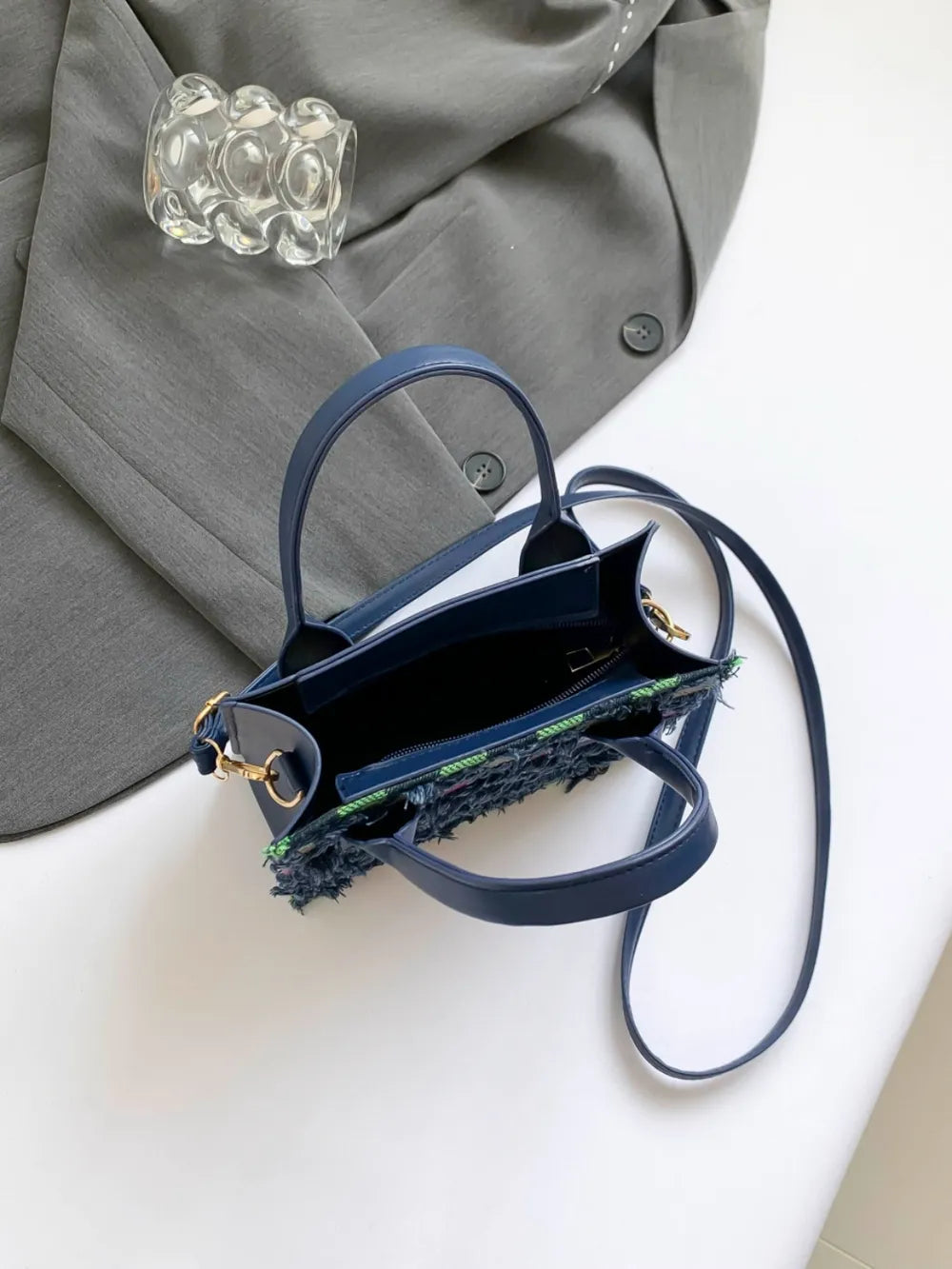 Raw Edge Plaid Shoulder Bag eprolo