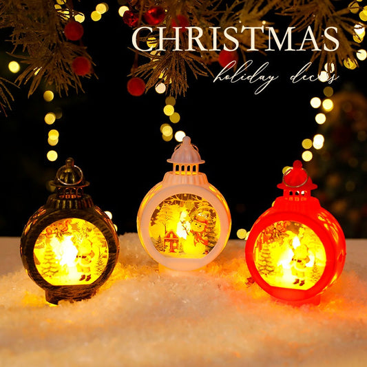 Christmas Decorative Candle Lanterns, Santa Claus Snowman Retro Window Light Display OrnamentChristmas Gift eprolo