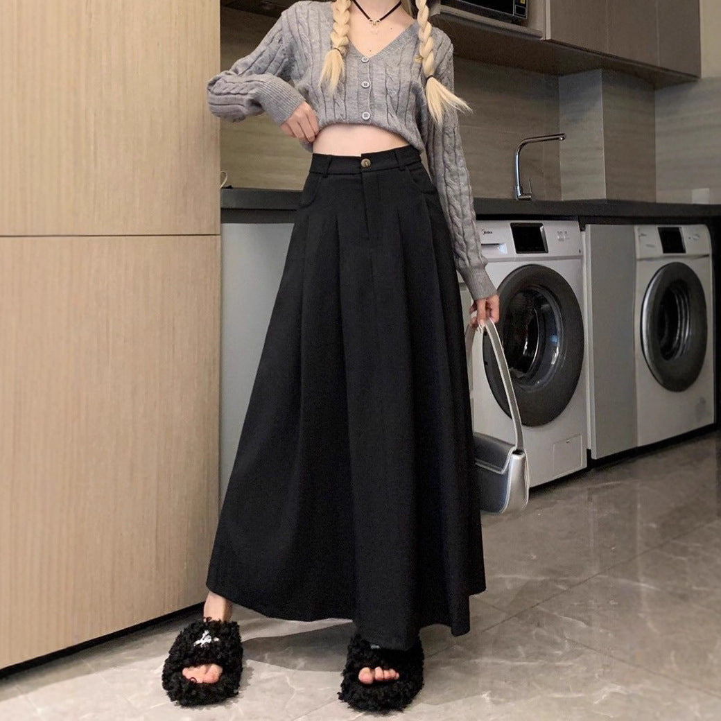 Pleated Suit Skirt for Women,Plus Size, Pear Shape, Long Slimming, Drapey A-Line Flared Skirt eprolo