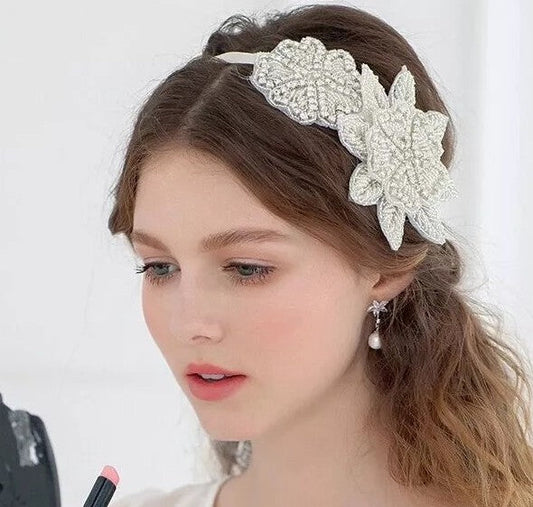 Sweet princess bridal headgear handmade crystal inlaid rhinestone flower cloth headband hair ornament eprolo