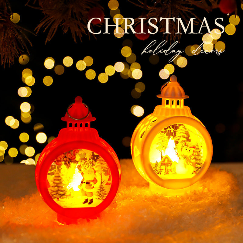 Christmas Decorative Candle Lanterns, Santa Claus Snowman Retro Window Light Display OrnamentChristmas Gift eprolo