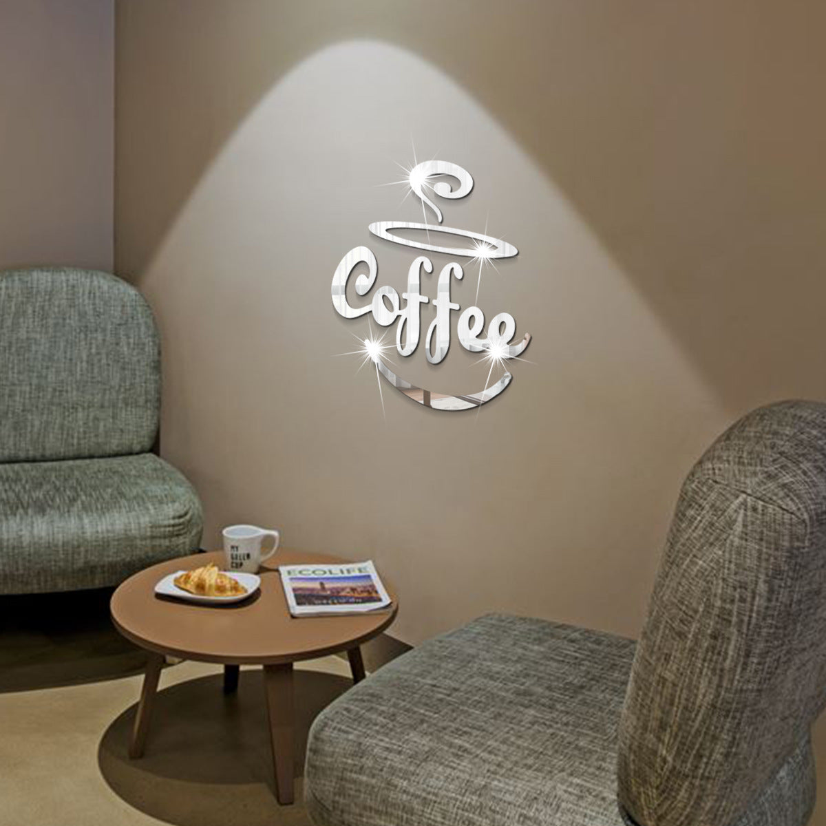 Coffee Themed Mirror Acrylic Wall Stickers for Kitchen and Dining Room eprolo