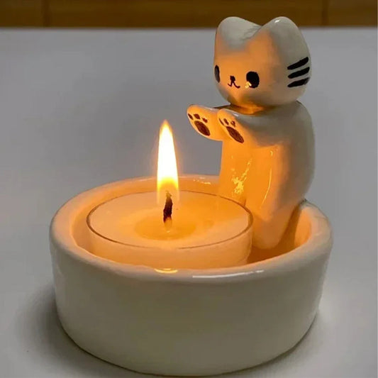 Kitten Candle Holder,Cute Grilled Cat Aromatherapy Candle Holder, Desktop Decorative Ornaments, Birthday Gifts eprolo