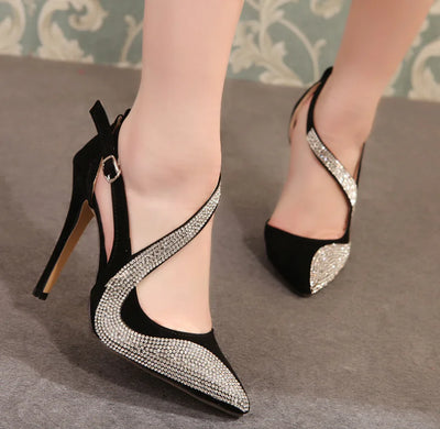Rhinestone High Heels - Super High Fashion Footwear