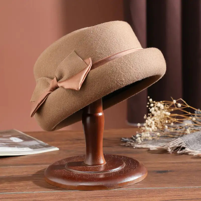 Warm Woolen Felt Cloth Top Hat for Women