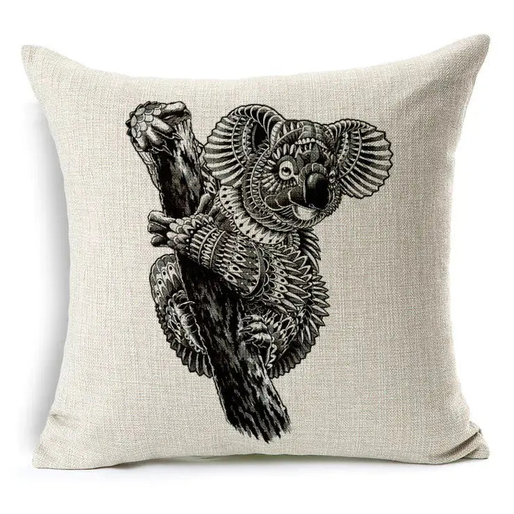 Simple Elephant Cotton Linen Pillowcase Cushion Cover Shopera