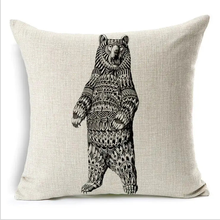 Simple Elephant Cotton Linen Pillowcase Cushion Cover Shopera