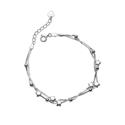 S925 Sterling Silver Double Layer Star Bracelet for Her