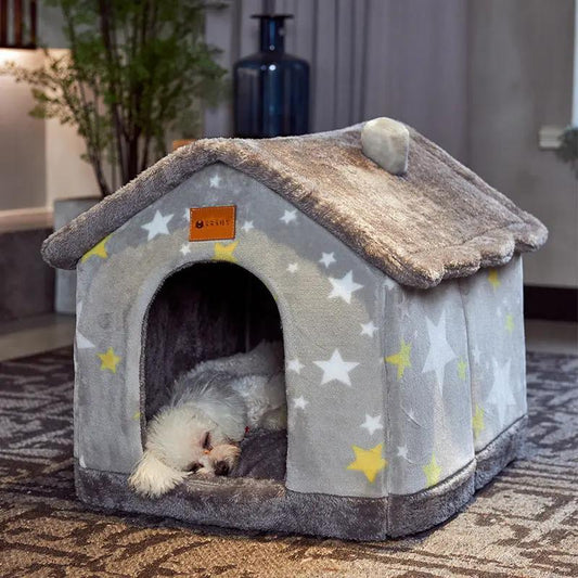 Foldable Dog House Pet Cat Bed Winter Dog Villa Sleep Kennel Removable Nest Warm Enclosed Cave Sofa Pets Supplies null