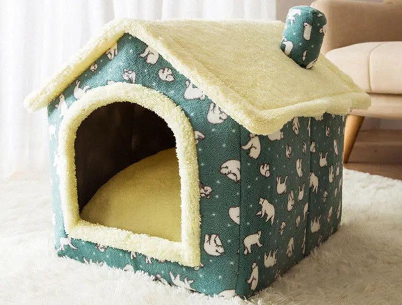 Foldable Dog House Pet Cat Bed Winter Dog Villa Sleep Kennel Removable Nest Warm Enclosed Cave Sofa Pets Supplies null