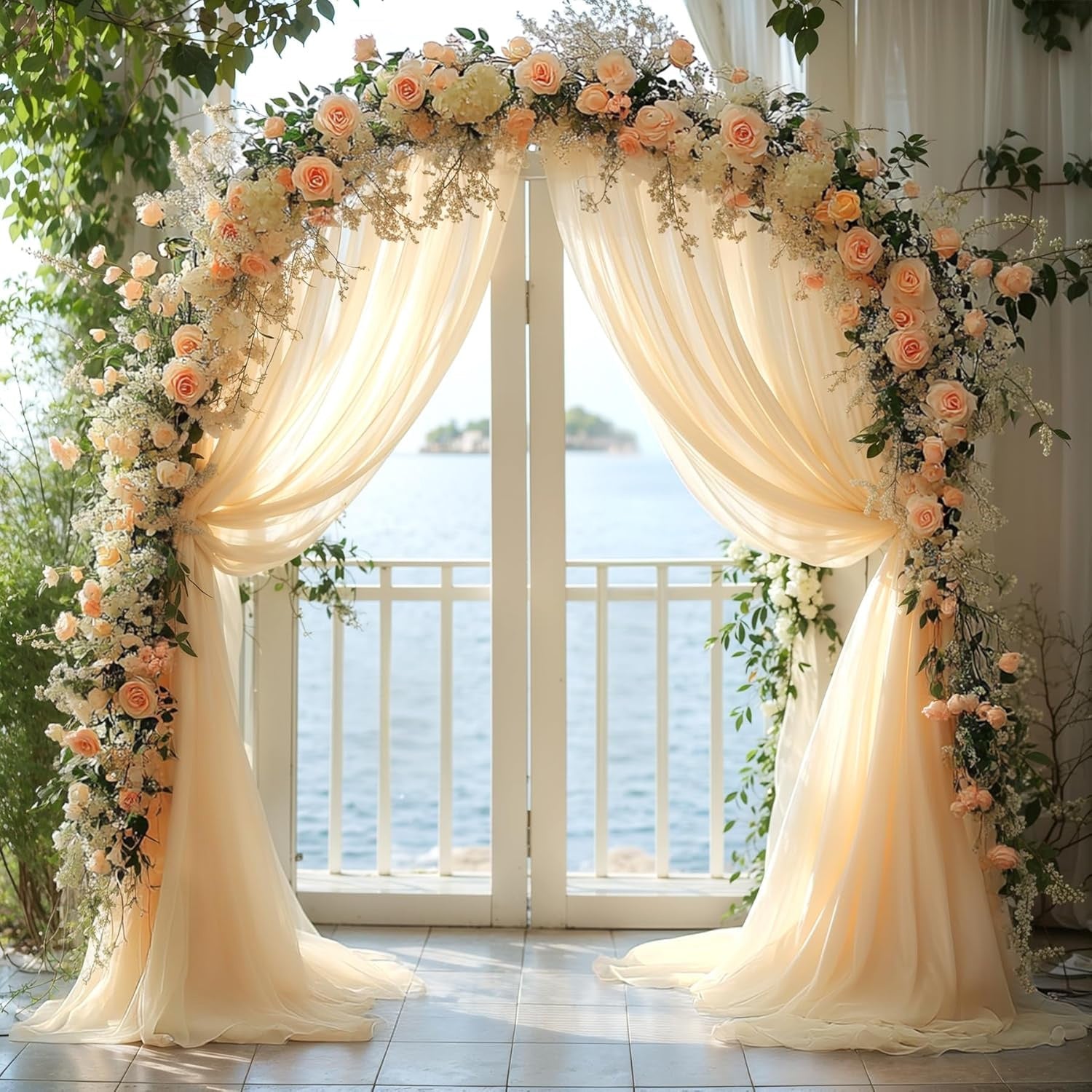 2 Panels Wedding Arch Draping Fabric Shopera