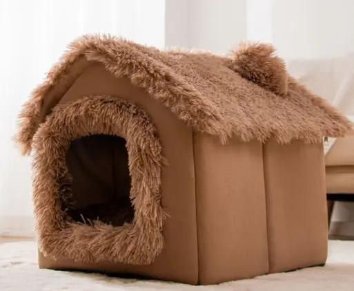 Foldable Dog House Pet Cat Bed Winter Dog Villa Sleep Kennel Removable Nest Warm Enclosed Cave Sofa Pets Supplies null