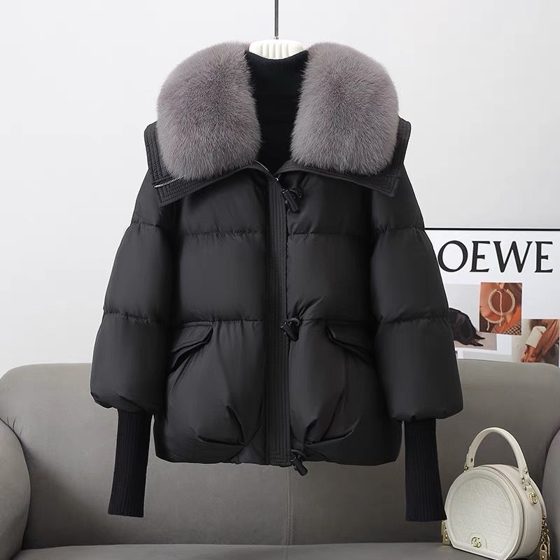 Down Cotton-padded Jacket Women's Short Fur Collar Thickened Coat Winter Clothing Shopera