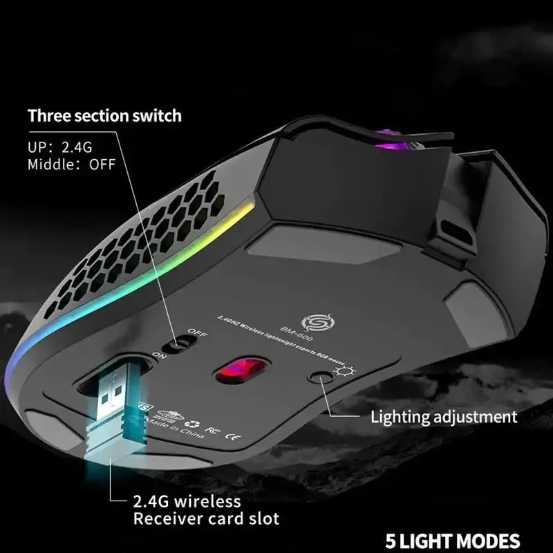 BM600 Rechargeable Wireless RGB Gaming Mouse for PC Shopera