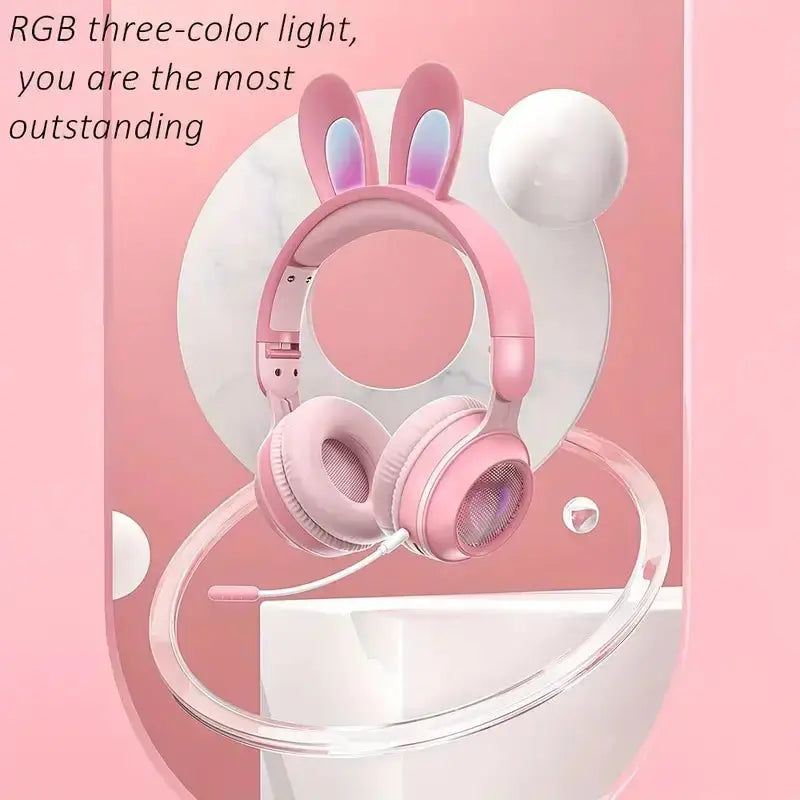 Cute Rabbit Wireless Headphones with RGB LED for Kids Shopera