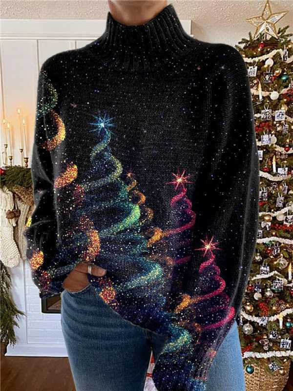 Women's Christmas Printed Turtleneck Sweater Shopera