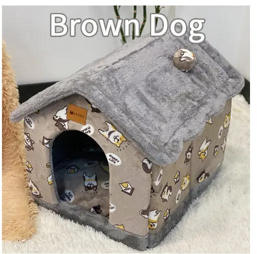 Foldable Dog House Pet Cat Bed Winter Dog Villa Sleep Kennel Removable Nest Warm Enclosed Cave Sofa Pets Supplies null