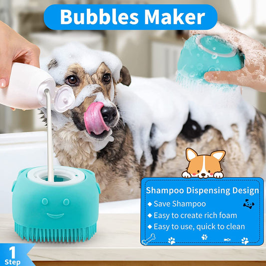 3-Piece Dog Bath Brush Set – Adjustable Shampoo Scrubber & Massage Combs