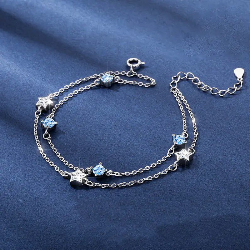 Double Layer Star Bracelet in S925 Sterling Silver