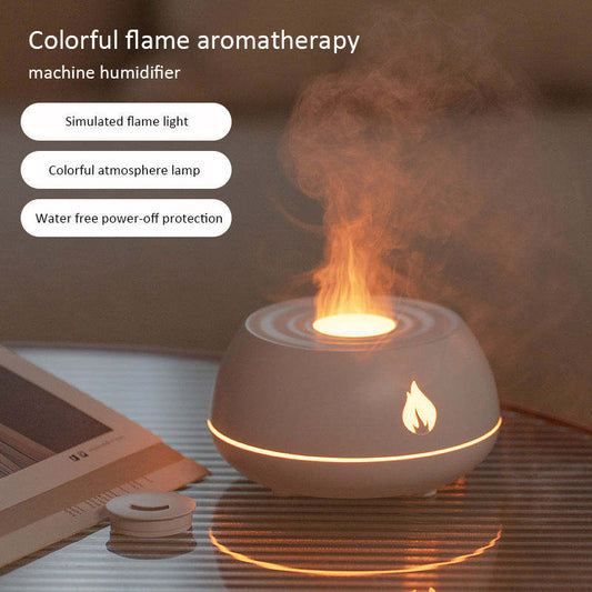 LED Flame Aromatherapy Diffuser – 130ml USB Essential Oil Humidifier with 7-Color Night Light