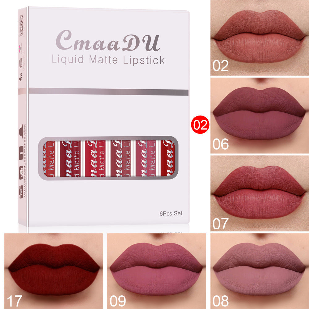 6 Boxes Of Matte Non-stick Cup Waterproof Lipstick Long Lasting Lip Gloss Shopera