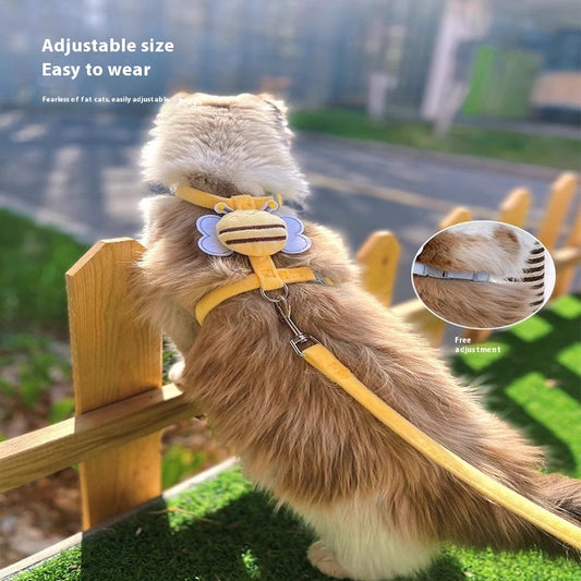 Cute Bee Harness & Leash Set – Adjustable Vest for Cats & Small Dogs