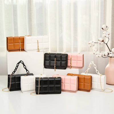 Fashionable Women's PU Leather Chain Messenger Bag