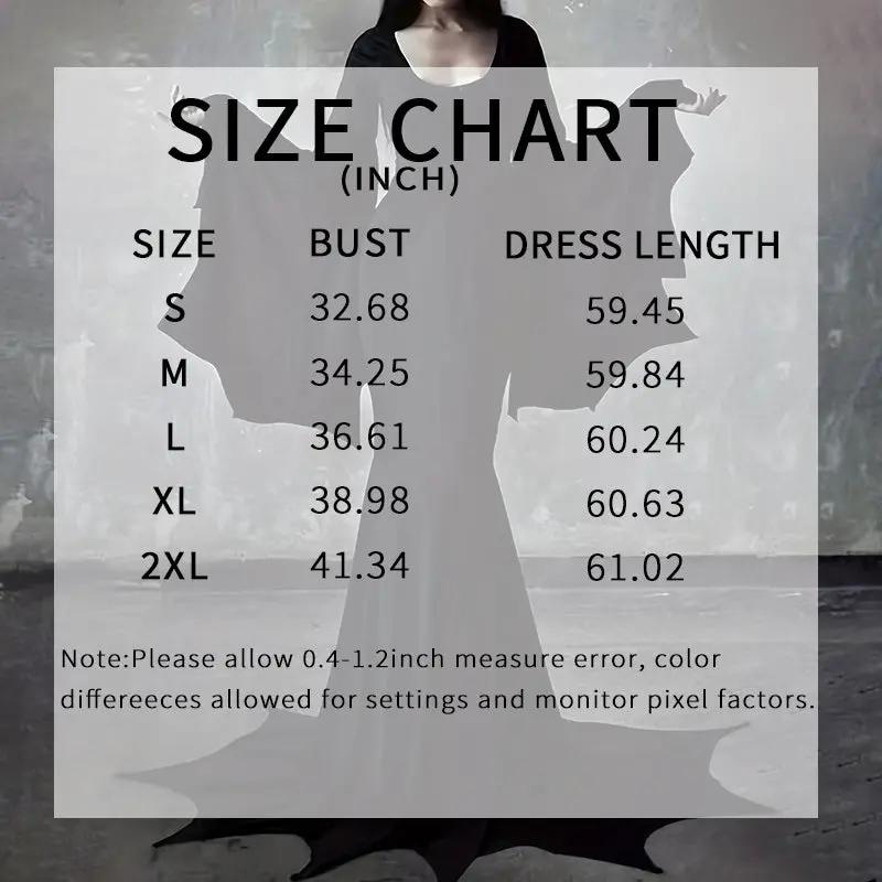 Black Costume Womens Gothic Witch Bat Sleeve Dress Halloween Cosplay Costumes Vintage Carnival Party Outfit null
