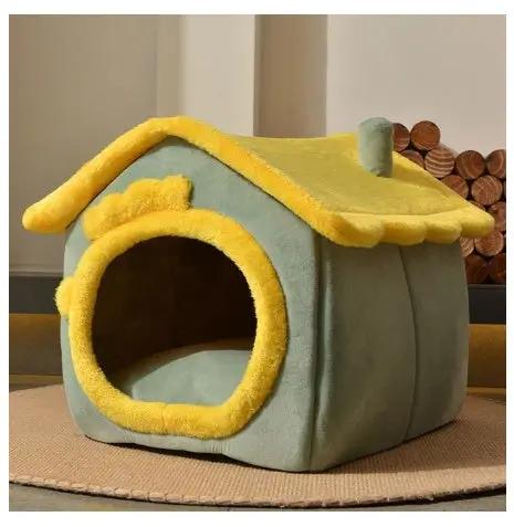 Foldable Dog House Pet Cat Bed Winter Dog Villa Sleep Kennel Removable Nest Warm Enclosed Cave Sofa Pets Supplies null