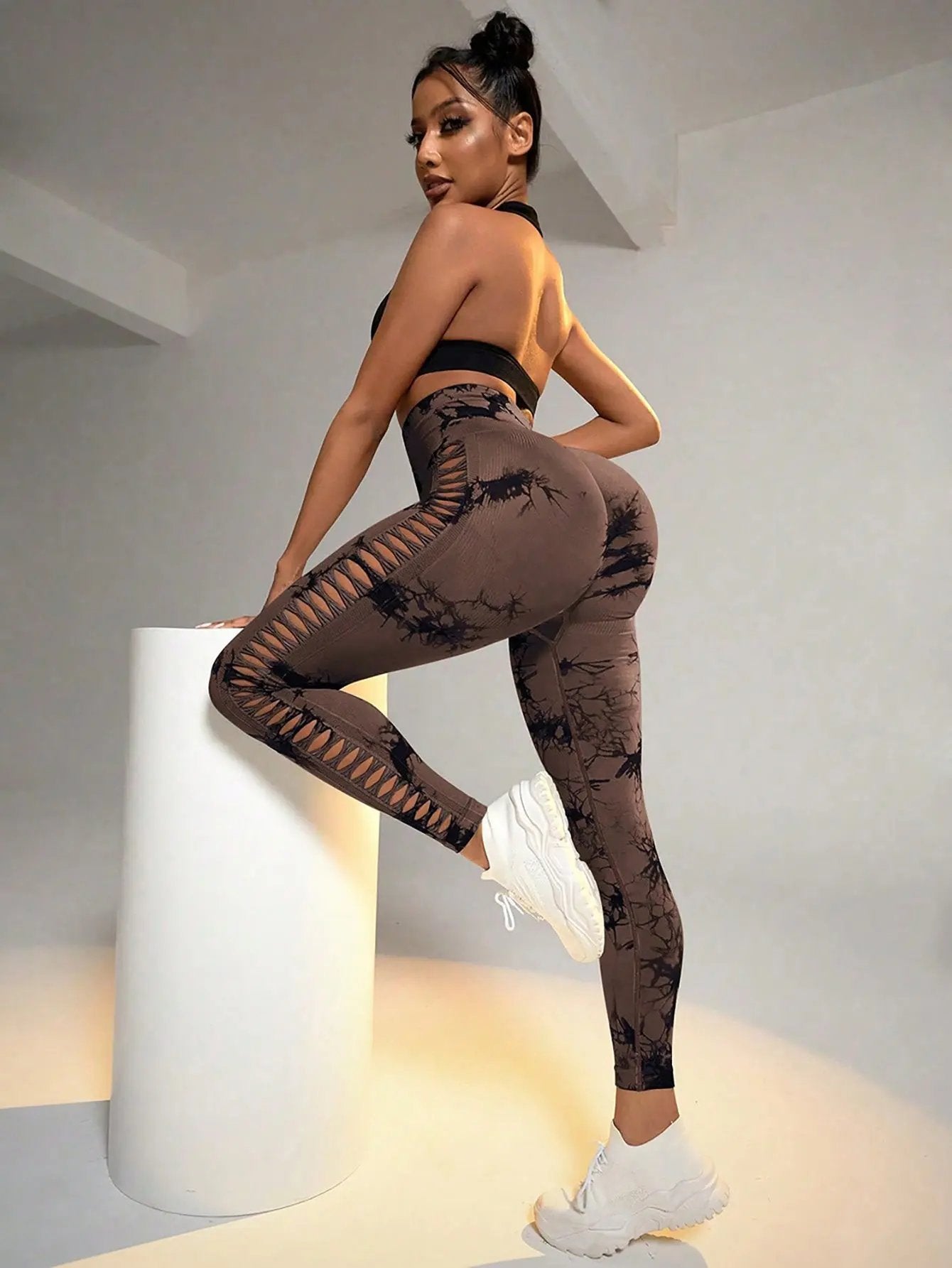 3 Pack Women's Tie-Dye Cutout Yoga Pants High-Waisted Leggings Women's Tie-Dye Leggings,, Leggings Women High Waisted Seamless Workout Leggings Gym Booty Tights Tummy Control Yoga Pants null