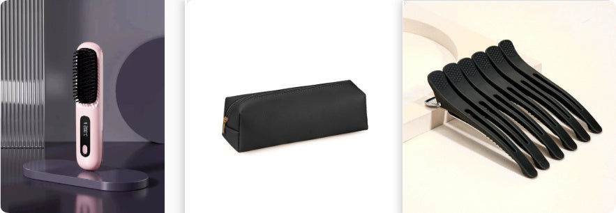 2 In 1 Straight Hair Comb Wireless Hair Straightener Brush Hair Fast Heating Portable Hot Curler USB Charging Shopera